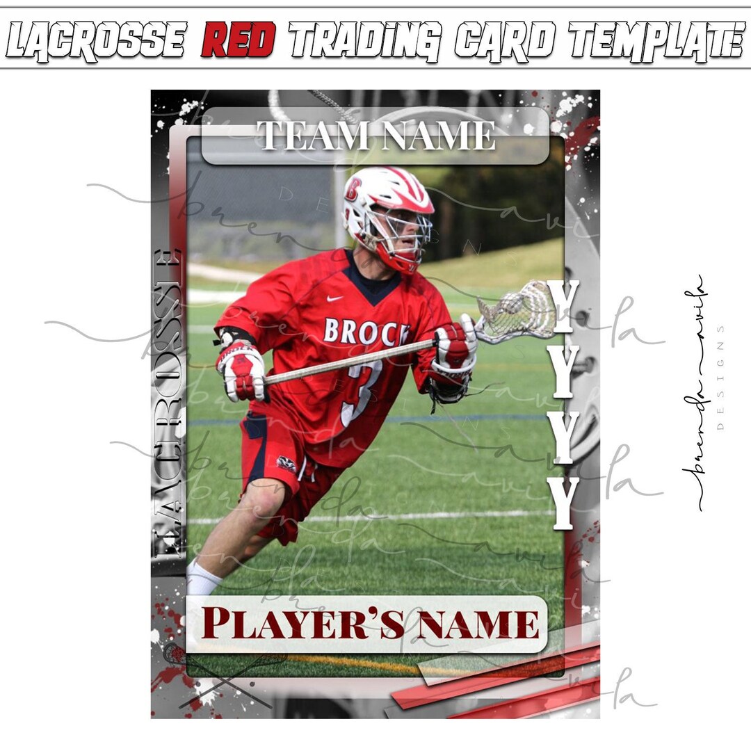 Lacrosse Trading Card Red Template Sport Google Slides Etsy