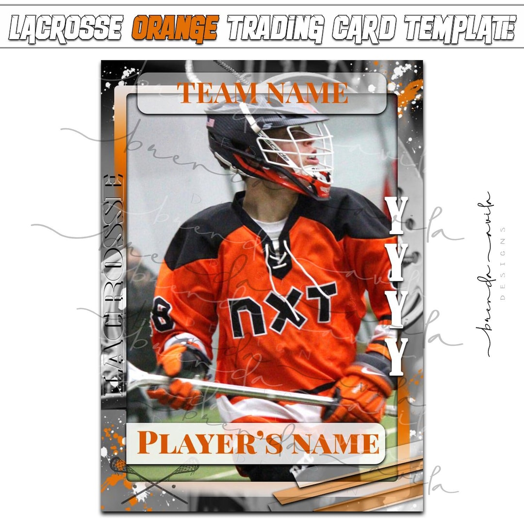 Lacrosse Trading Card Orange template Sport Google Slides Etsy