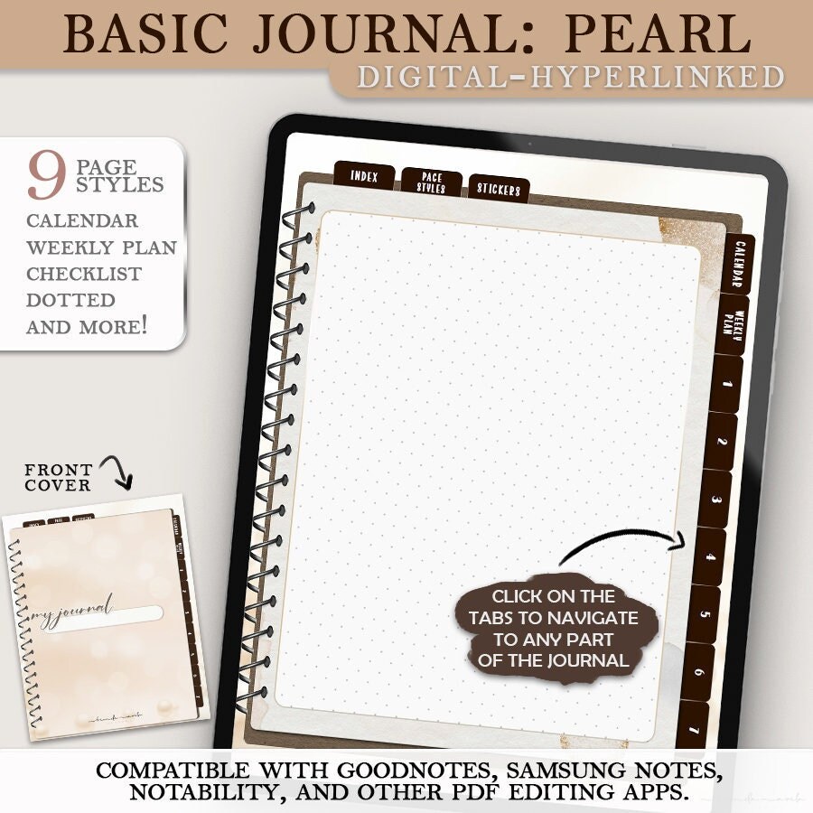 Basic Journal- Pearl- Digital- Instant Download- Goodnotes- Samsung ...