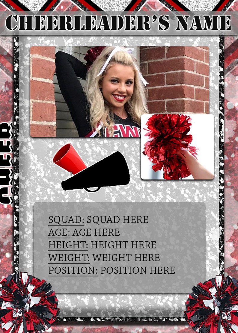 Red Cheer Card Cheerleading Trade Card Red - Etsy