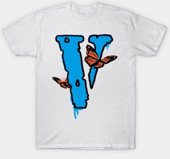 Vlone Navy Blue TShirt Vlone with butterfly TShirt Etsy