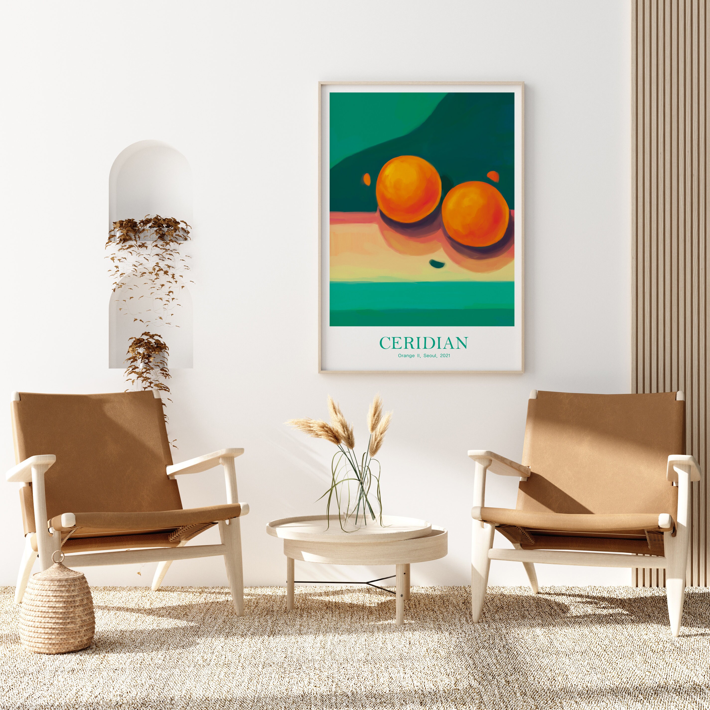 Printable Orange & Green Abstract Wall Art Modern Digital Etsy