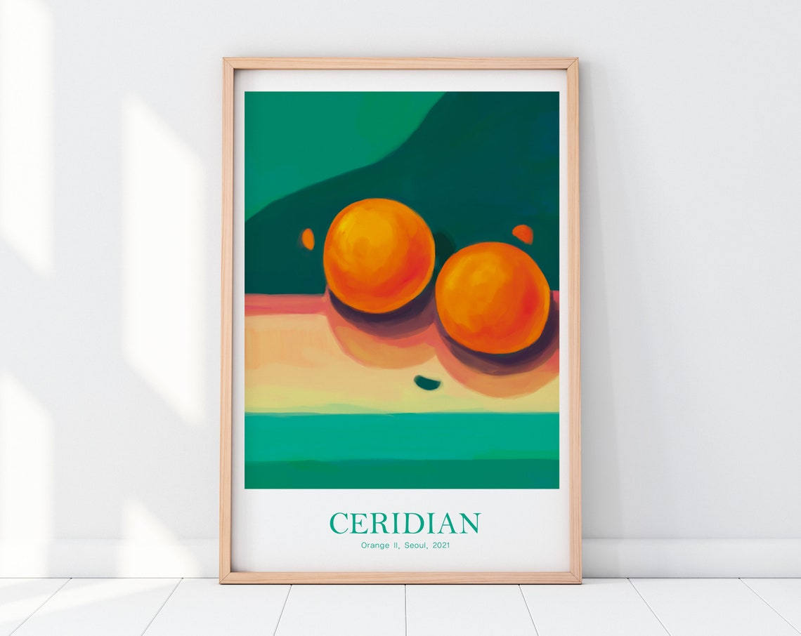 Printable Orange & Green Abstract Wall Art Modern Digital Etsy