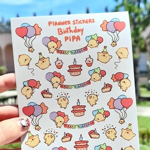 Birthday Planner Sticker Sheet - La Pipa cute chick duck
