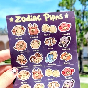 Zodiac Planner Sticker Sheet - La Pipa cute chick duck