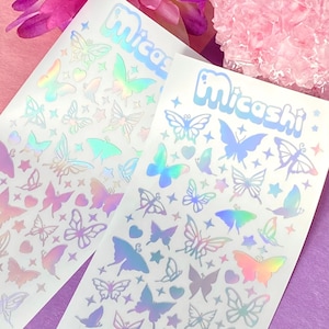 Butterflies Holographic Aesthetic Deco stickers sheet | planner, Polaroid Decoration - Polco Deco . scrapbooking