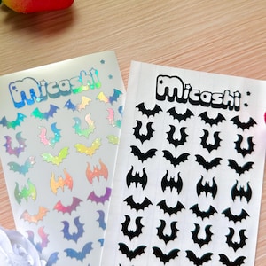 Holographic Bat Stickers: Waterproof Planner Decals , polco deco , halloween