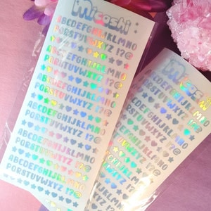 Holographic Letter Sticker Sheet, Alphabet Stickers, Typewriter Stickers, Bujo Stickers, Planner Stickers, scrapbooking