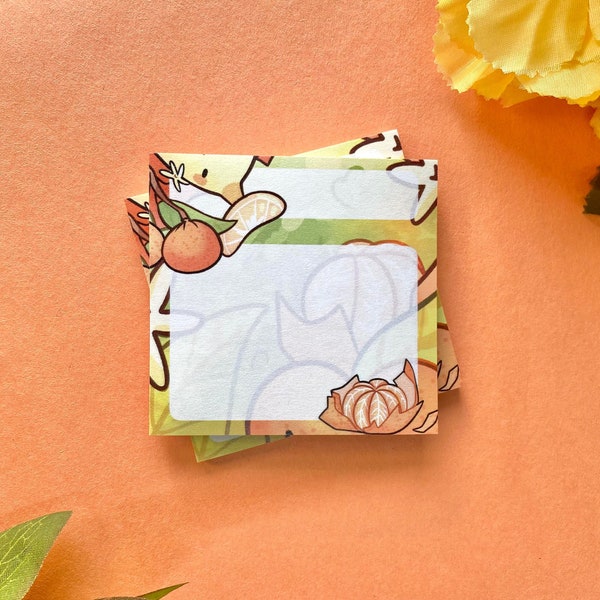 Tangerine Fruit Sticky Notes Memo Pad | Cute stationery