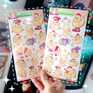 Cute Bird Chicken Vinyl sticker sheet | Glossy and Holographic waterproof | Planner & Bullet Journal Stickers | scrapbooking / Kawaii
