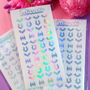 Holographic Deco Stickers Sheet  | Bats, Vampire stickers | Pastel goth | planner, polaroid decoration - Polco Deco / scrapbooking