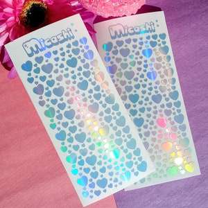 Holographic Deco Stickers Sheet  | heart stickers | planner, polco decoration / scrapbooking