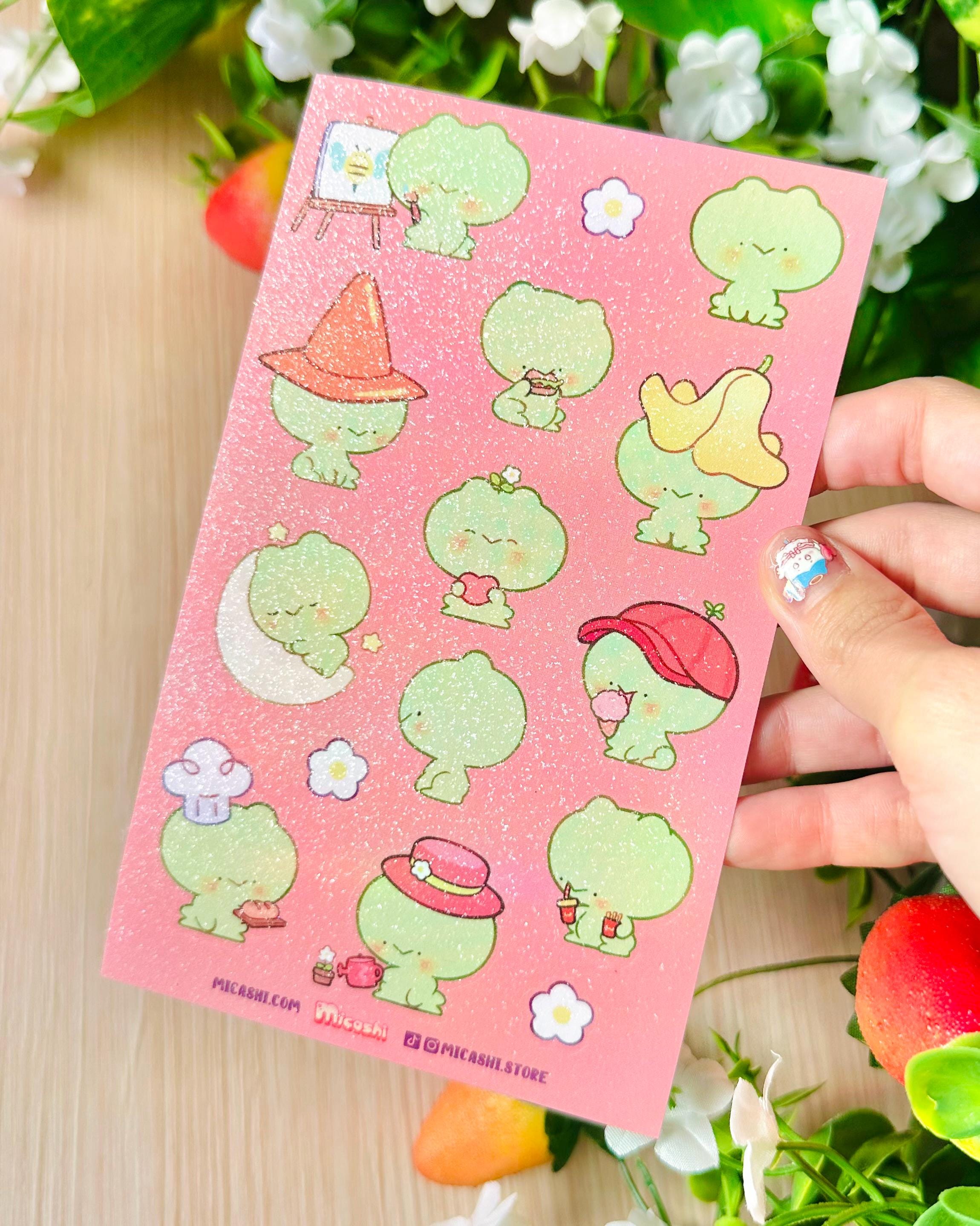 Kawaii Frog Vinyl Sticker Sheet: Waterproof Decals for Planners ...