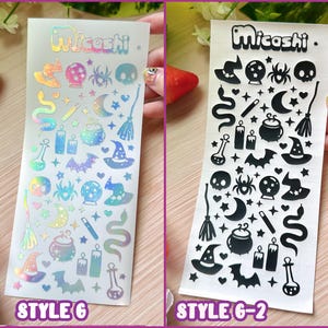 Holographic Deco Stickers Sheet (16 Styles options) | hearts, bats, butterfly, stars, flowers, cloud, scrapbooking | planner -Polco deco image 5