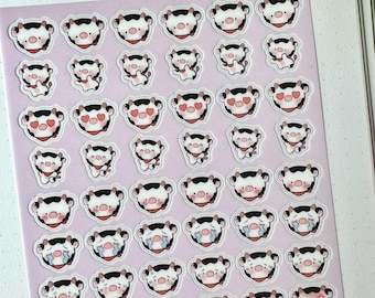 Cow Karen Emoji Clear vinyl Sticker sheet! - cute kawaii stickers