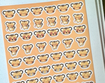 Tiger Mishi Emoji Clear vinyl Sticker sheet! - cute kawaii stickers