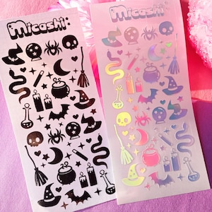 Vel holografische decoratieve stickers | Pastel goth magie, heks, tovenaar, tovenaar | planner, polaroiddecoratie / scrapbooking