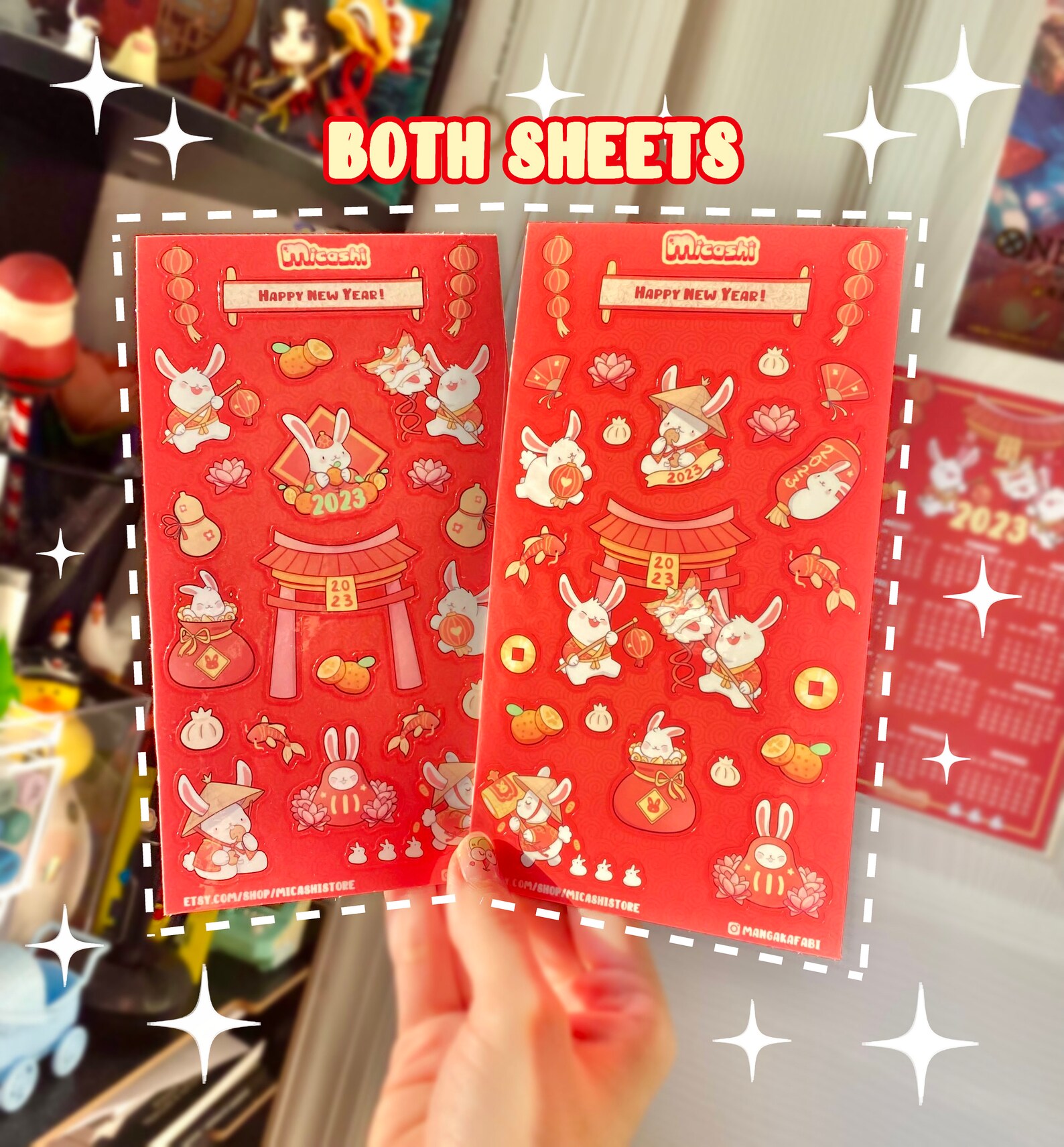 Cute Lunar New Year 2023 Sticker Sheets Year of the Rabbit - Etsy