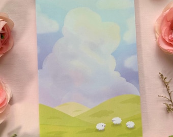 Peaceful field Memo pad | Cute stationery