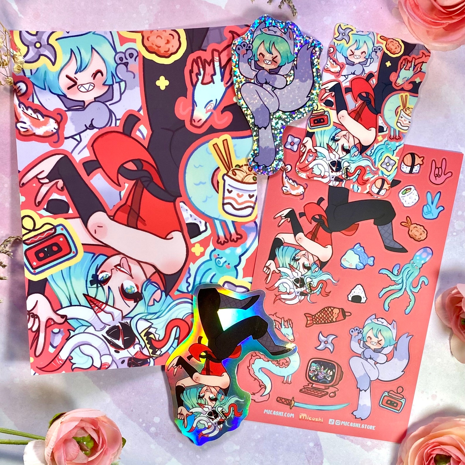 Groovy Sticker Ninja Ninja Girl ! Sticker Sheet! | Vinyl Stickers | Kawaii | Waterproof ...