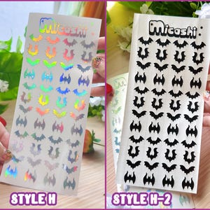 Holographic Deco Stickers Sheet (16 Styles options) | hearts, bats, butterfly, stars, flowers, cloud, scrapbooking | planner -Polco deco image 6