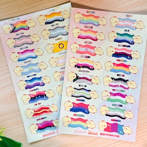 Drapeaux Pipa LGBTQ+ Pride, jolie feuille d'autocollants