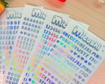 Holographic Alphabet Sticker Sheet: Bujo Planner Stickers - Polco deco , scrapbooking