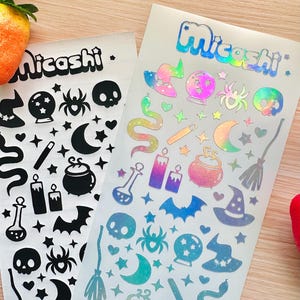 Holographic Deco Stickers Sheet  | Pastel Goth Magic, witch, warlock, wizard | planner, Polaroid Decoration / scrapbooking