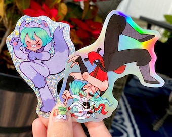Ninja Mädchen ! holografischer Glitzer Sticker!  | Vinyl Aufkleber | Kawaii | wasserfest | Scrapbooking