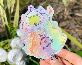 Cow abduction - Vinyl Sticker !