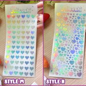 Holographic Deco Stickers Sheet (16 Styles options) | hearts, bats, butterfly, stars, flowers, cloud, scrapbooking | planner -Polco deco image 10
