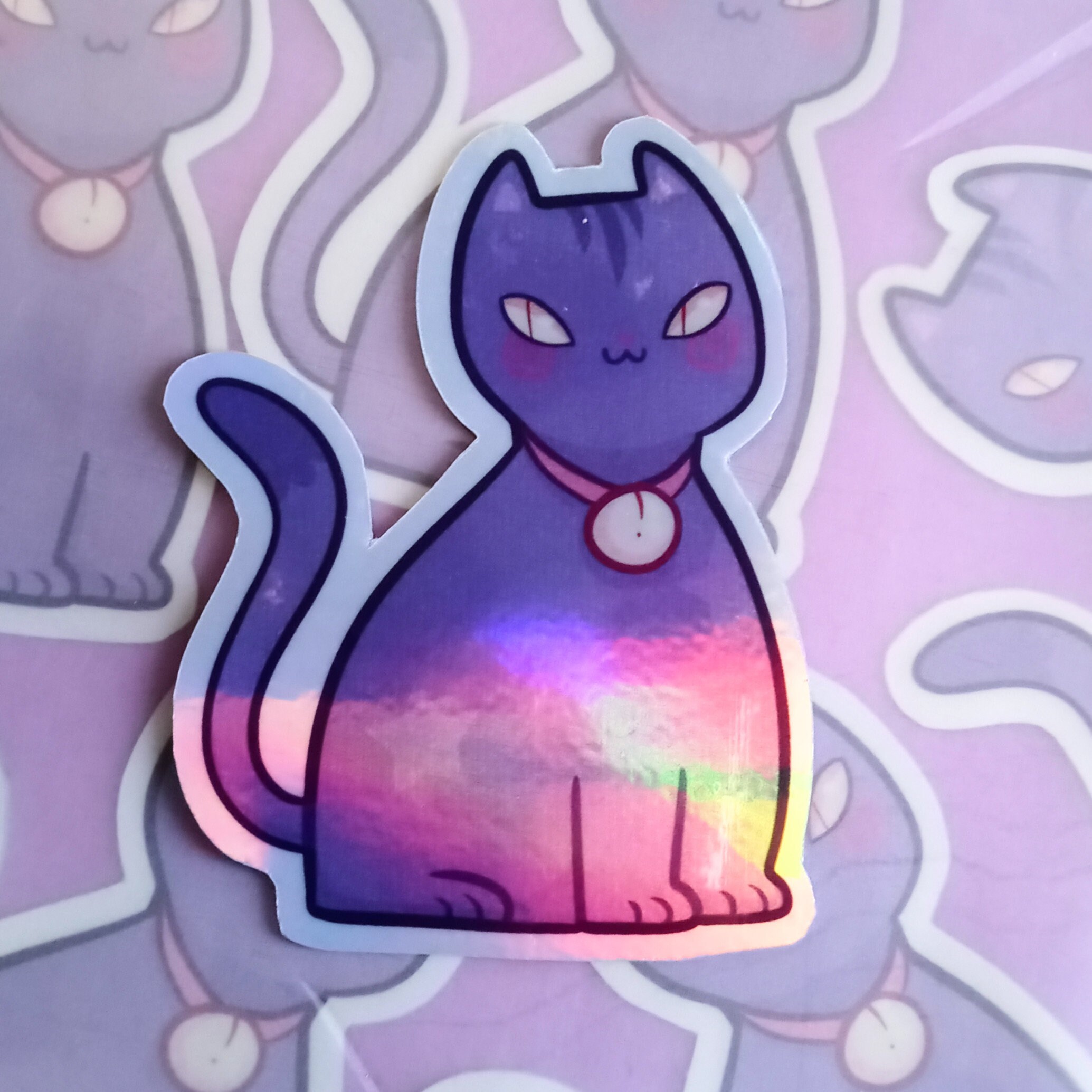 Cat Kitty Holographic Die Cut Sticker Glossy or Matte Etsy UK
