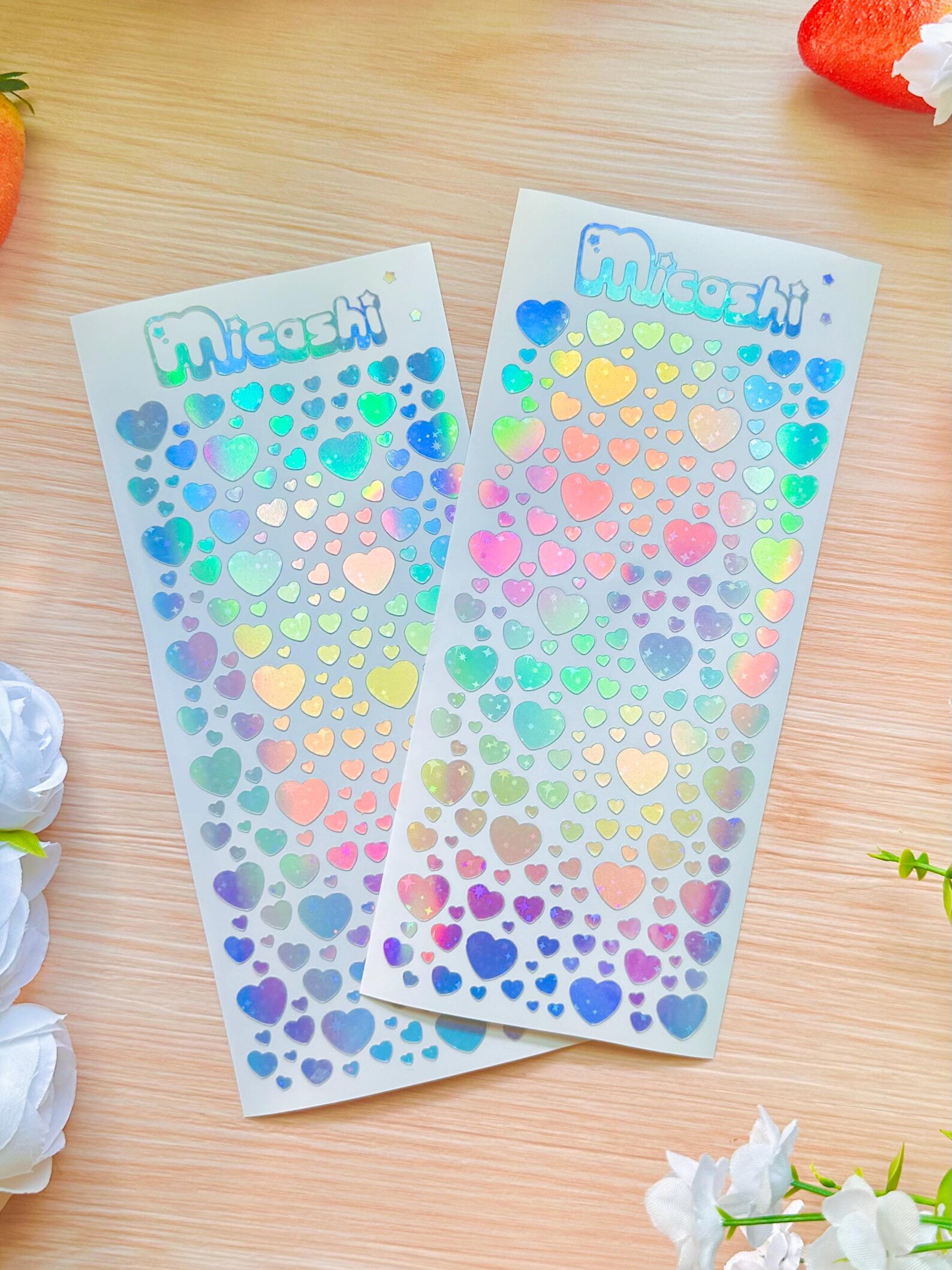 Holographic Deco Stickers Sheet | Heart Stickers | Planner, Polco ...