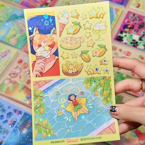 Star Fruit  -Vinyl sticker sheet with holographic foil details, matte laminated