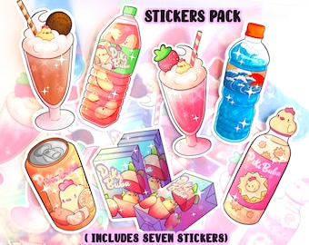 Bird Drinks vinyl Stickers Bundle | waterproof | Holographic | Planner & Bullet Journal, Stationery | Sticker Sheet / scrapbooking