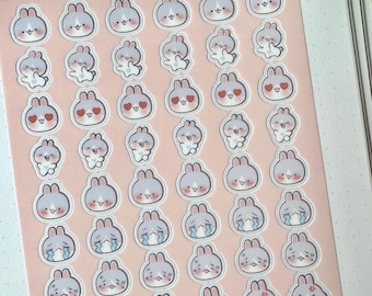 Bunny Pipin Clear vinyl Sticker sheet! - cute kawaii stickers