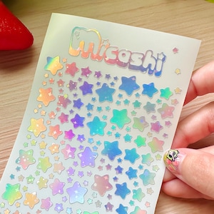 Holographic Deco Stickers Sheet  |  stars stickers | planner, polco decoration / scrapbooking
