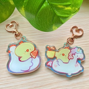 Beach Fruit Pipas Keychains! - Acrylic epoxy Cute chick charms