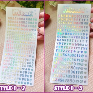 Holographic Deco Stickers Sheet (16 Styles options) | hearts, bats, butterfly, stars, flowers, cloud, scrapbooking | planner -Polco deco Style I