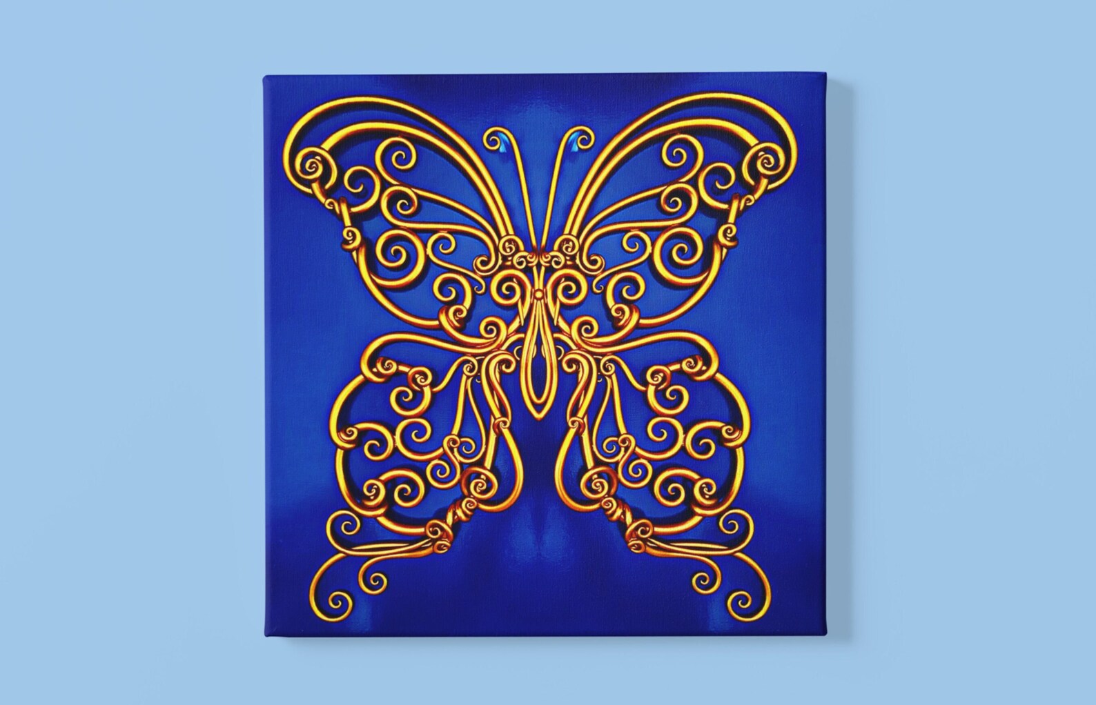 Royal Blue and Gold Butterfly Luxury Butterfly Art Symmetry Etsy