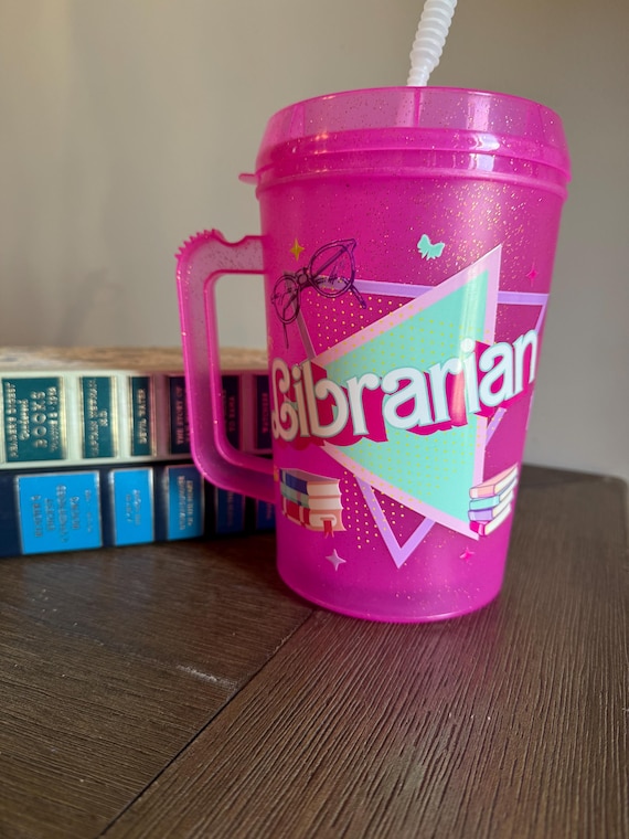 Retro Librarian Mug: Insulated 34oz Trucker Mug, Bookish Gift