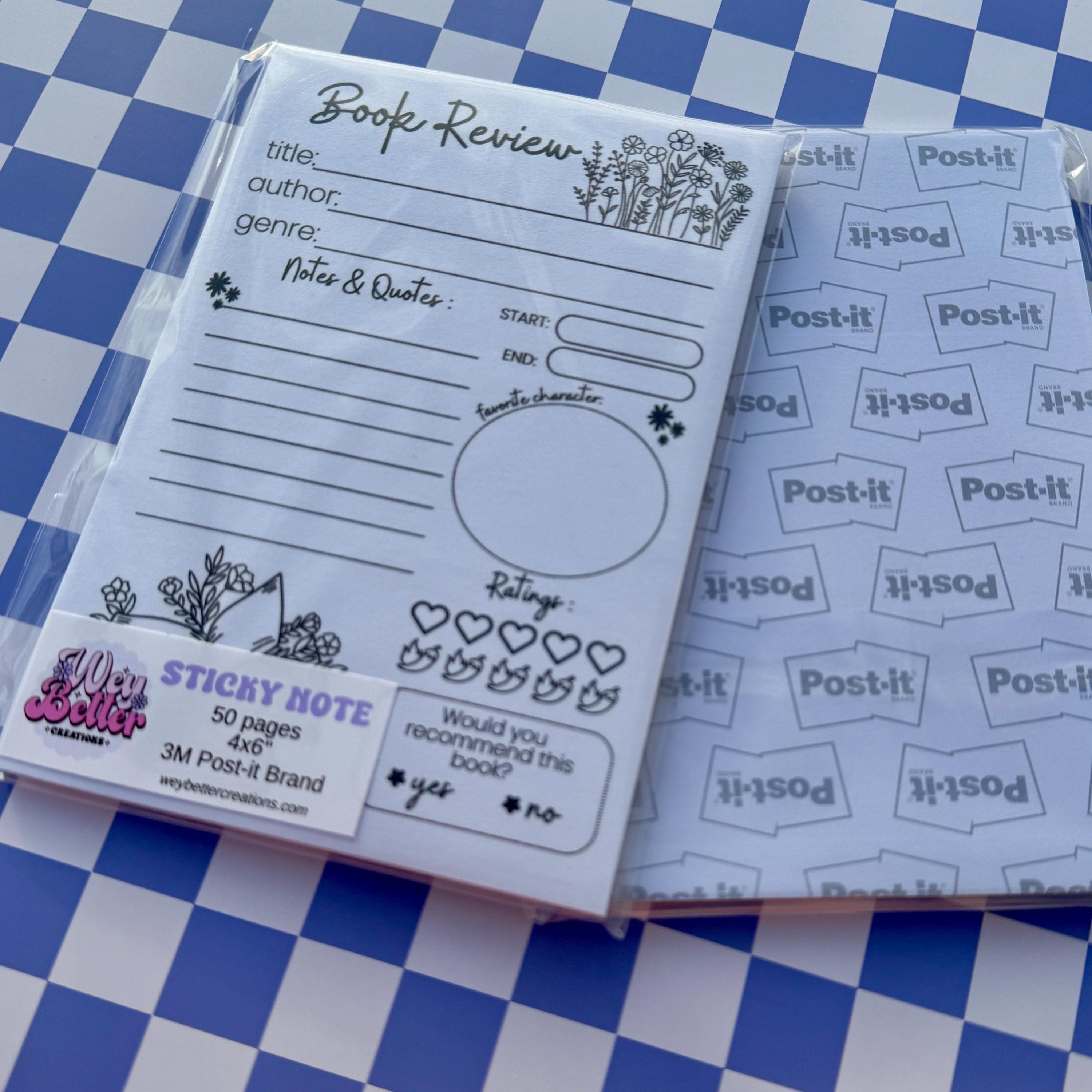 Book Review Post-it Notepad: Floral Bookish Stationery (4x6, 50 Pages ...