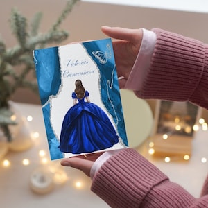 Royal Blue Quinceañera invito modello modificabile fai da te, Agathe Ball Gown, Silver Butterfly Mis Quince, Sweet 16 Digital Printable, Download