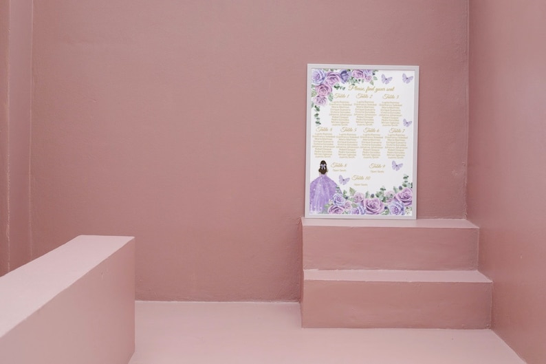 DIY EDITABLE Seating Chart Quinceañera Mis XV Quince Table Etsy