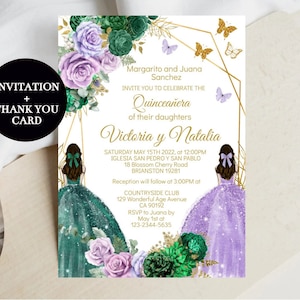 Emerald Green and Gold Frame with Butterflies Square Acrylic Invitatio –  Invitations by Luis Sanchez