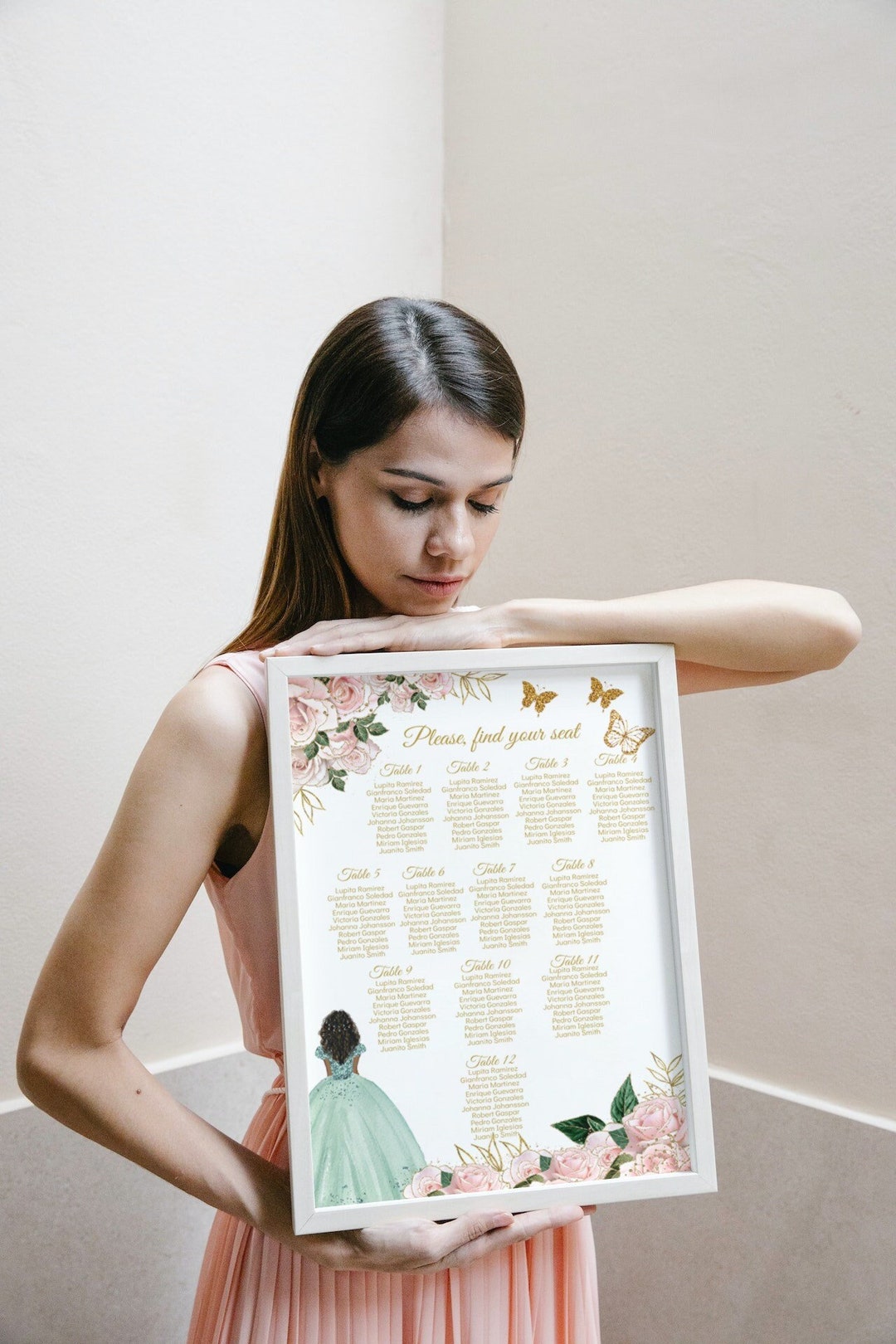 DIY EDITABLE Seating Chart Quinceañera, Mis XV Quince Table Plan