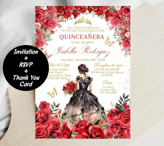 Buy Red Roses Quinceaera Invitation Editable Template Princess Crown, Black Dress, Butterfly Mis XV Quince Digital Card Sweet 16 RSVP, Download Online in India - Etsy Buy Red Roses Quinceaera Invitation Editable Template Princess Crown, Black Dress, Butterfly Mis XV Quince Digital Card Sweet 16 RSVP, Download Online in India - Etsy