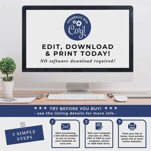DIY Editable Template Quinceañera Welcome Sign Royal Blue Floral Gold Butterfly Mis Quince Años, Sweet 16,Guest Signage Printable, Download image 6