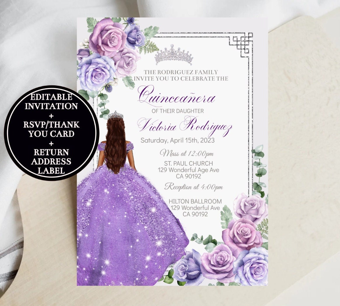 DIY Quinceañera Invitation, Champagne Beige Princess Floral, Birthday  Digital Invite, Mis XV Quince, Sweet 16, Editable Template Download -   Israel