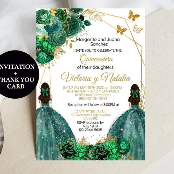 Twins Quinceanera Invitation Digital Etsy